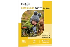 Koala Semi-Glossy Thin Photo Paper 8.5x11 Inches 40 Sheets Compatible with Inkjet Laser Printer Use DYE and Pigment Ink 30LB