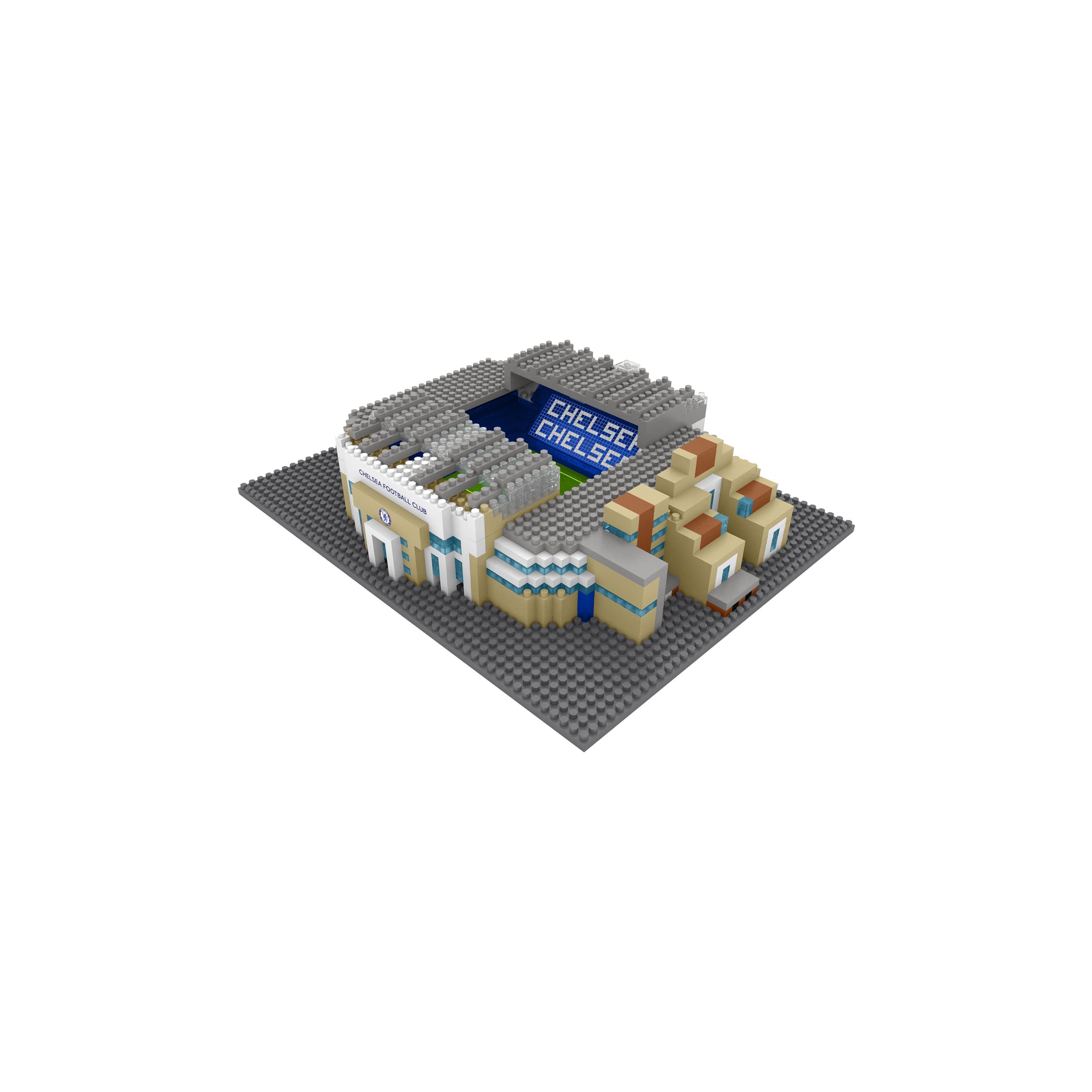 FOCO Officially Licensed Chelsea FC Stamford Bridge 3D Bricks Mini BRXLZ Football Stadium Construction Set - Premier League Model - 1,044 Pieces - Ages 12+ - Sports Merchandise