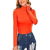 Women's Long Sleeve Mock Turtleneck Tops Casual Slim Fitted Lightweight Under Layer Pullover Shirts