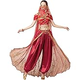 yrsZX Jasmine Costume for Women Arabian Princess Fairy Outfit Halloween Cosplay Belly Dance Costume