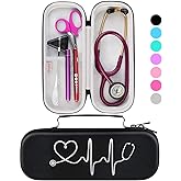 BOVKE Travel Carrying Case for 3M Littmann Classic III Stethoscope - Extra Room for Taylor Percussion Reflex Hammer and Reusa