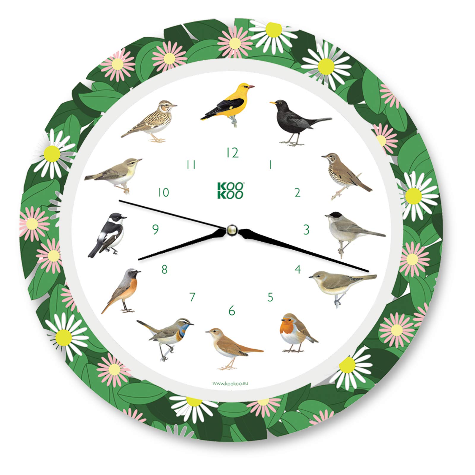 KOOKOO Singvogel flower-planet, singing birdclock includes 12 genuine original field recordings from native songbirds