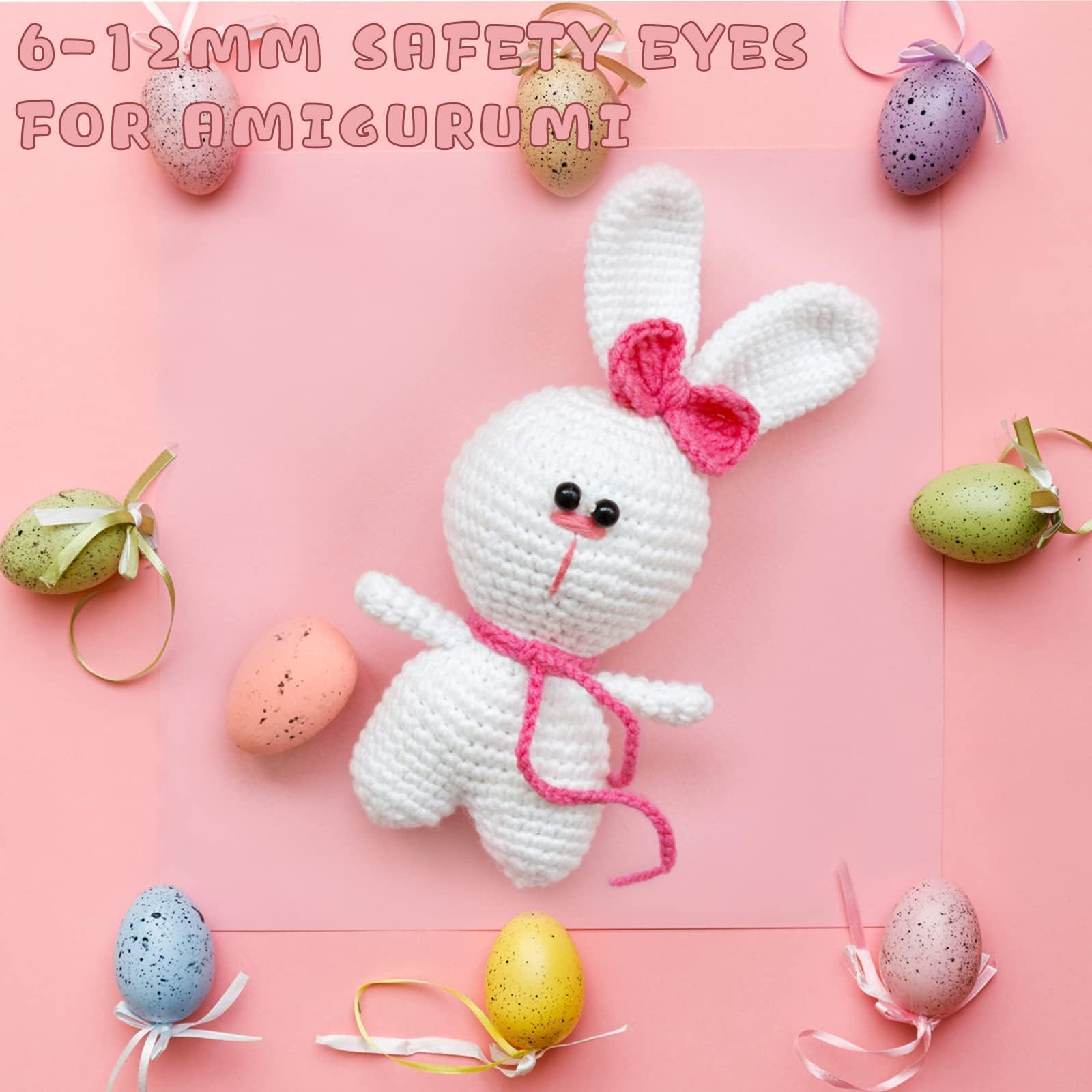 Vanblue Safety Eyes 150Pcs 6-12 mm Plastic Safety Eyes with Washers Craft Eyes for Amigurumi Stuffed Animal Crochet Projects Teddy Bear Puppet Toys DIY Crafts Making Halloween Decorations