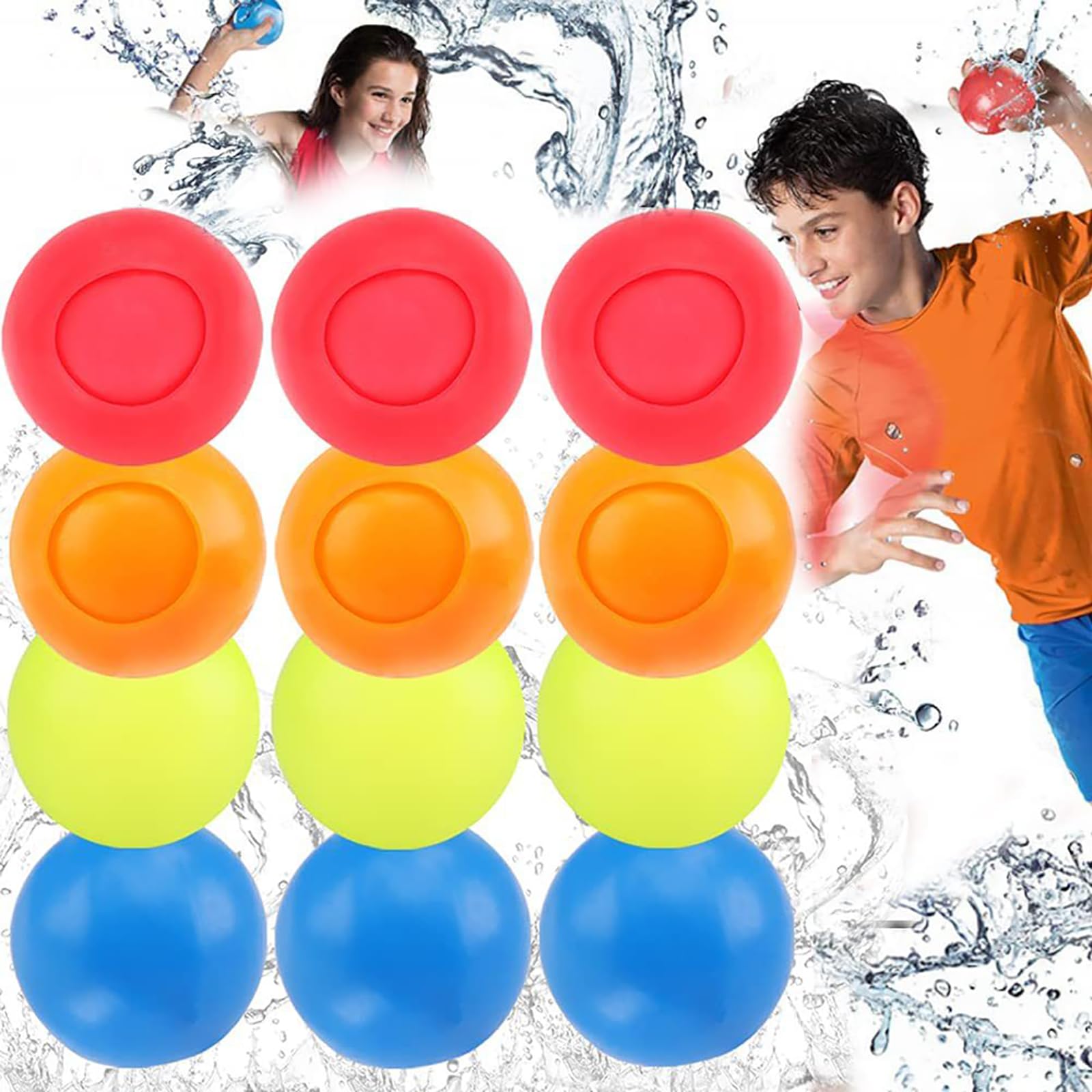 Reusable Water Balloons, RoseFlower Quick Fill Self-Sealing Water Bombs Pack of 12, Water Toys for Summer Outdoor Activities Water Ball for Kids Adult Garden Party Beach Swimming Pool Water Games