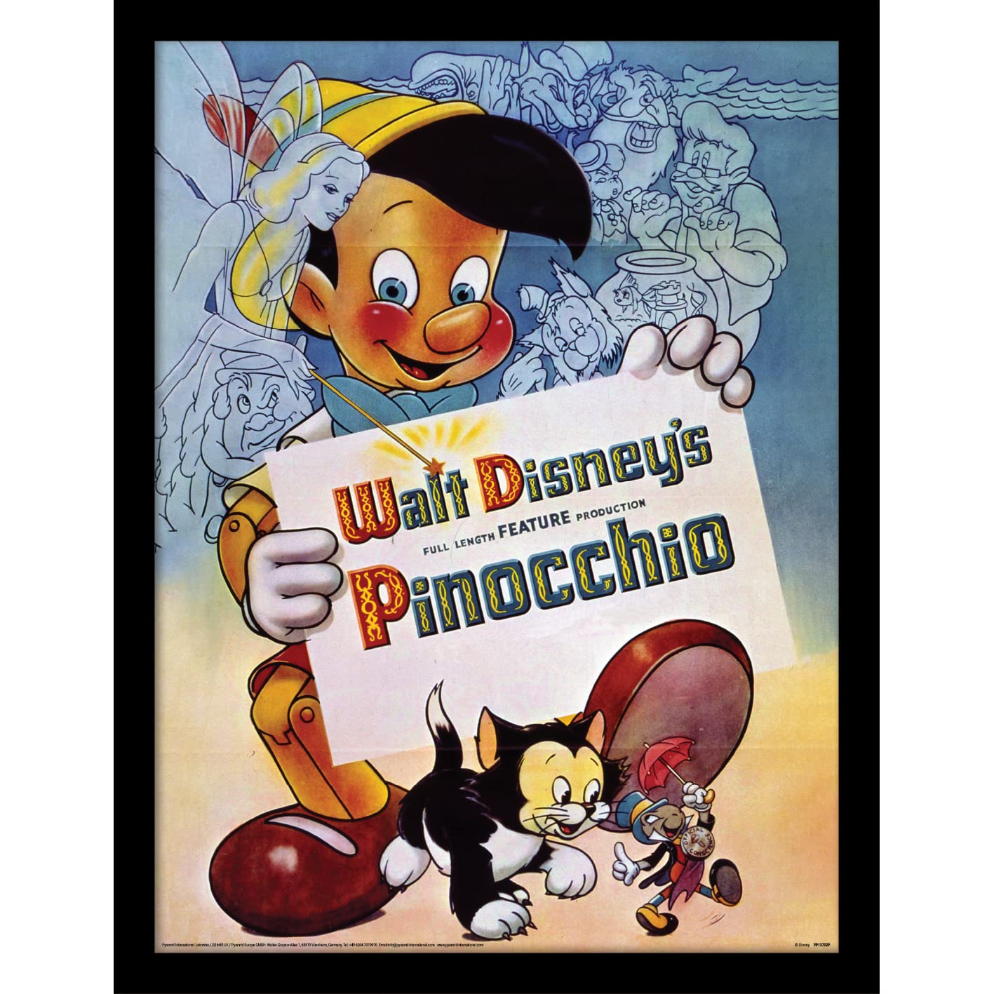 Pyramid International Disney Classics Pinocchio Print Framed Collector's Edition (Walt Disney's Pinocchio Design) 30cm x 40cm - Official Merchandise