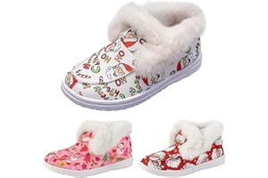 CYDDERSLY Christmas Print Fashion Sneakers for Women,Women’s Lace Up Loafers Winter Warm Fleece Shoes,Christmas Decorations Platform Slip on Flats Loafers Shoes for Women Casual Comfortable Walking Canvas Shoes