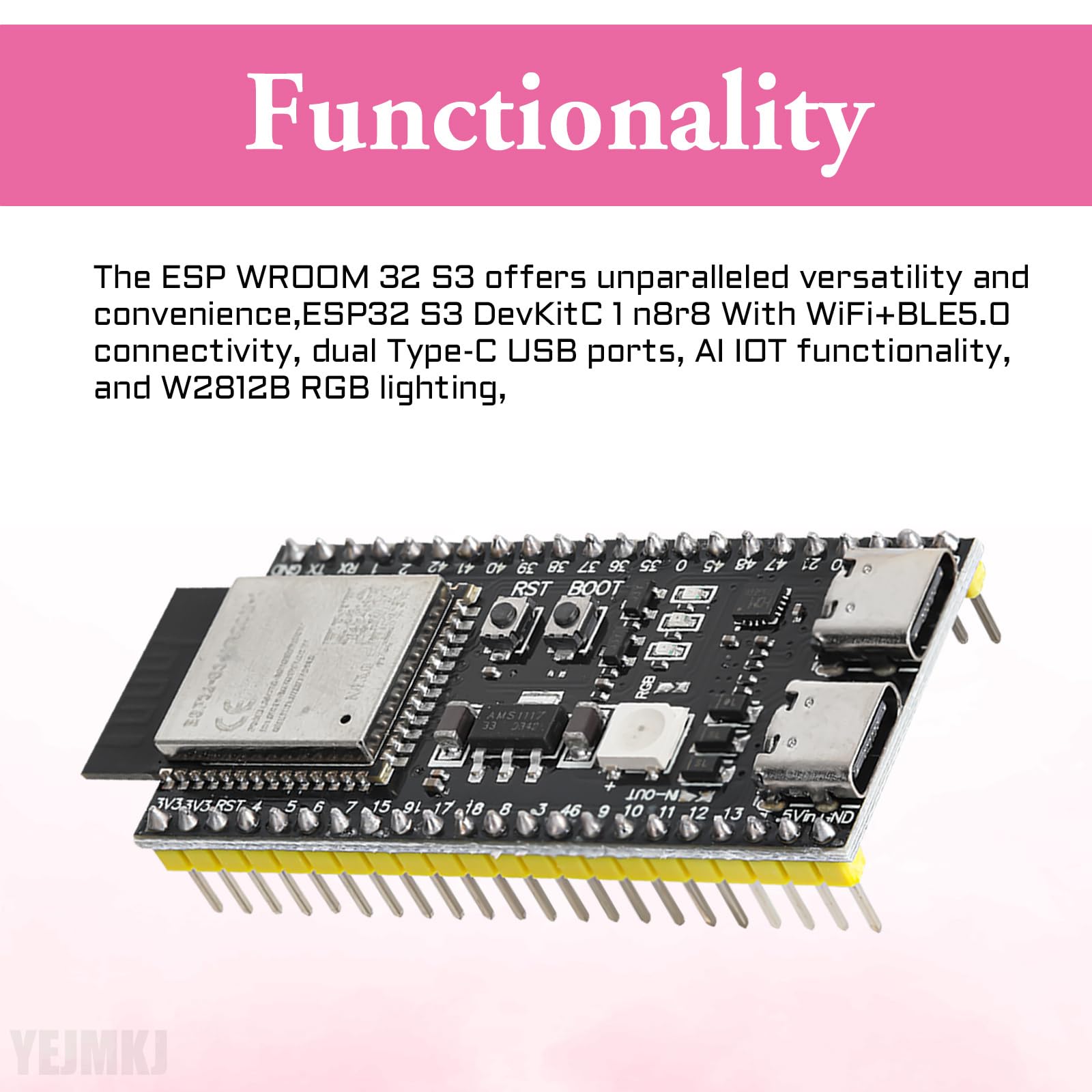 Mua YEJMKJ 2 Pieces ESP32 S3 Development Board N8R8 ESP WROOM 32 S3 ...