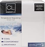 Posh HomeComfort Lab 4-Piece Cooling Bedding Sheets & Pillowcases Set, Moisture Wicking Technology Brushed Microfiber with Flat Sheet Fitted Sheet and Two Pillowcases, Bed Sheets, Queen Size, White