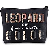 BWWKTOP Leopard Lovers Cosmetic Makeup Bag - Zipper Pouch, Leopard Fans Gifts, My Favorite Color Merchandise