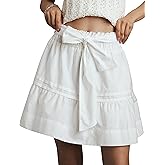 Tomosc Women's Summer Ruffle Mini Skirts Elastic Waist Tiered A Line Casual Beach Boho Flowy Short Skirt