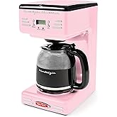 Nostalgia Retro 12-Cup Programmable Coffee Maker With LED Display, Automatic Shut-Off &amp; Keep Warm, Pause-And-Serve Function, Pink