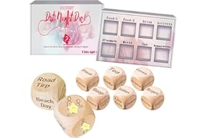 COLAYERIST Date Night Dice for Couples, 8 PCS Date Night Ideas Couples Dice, Food Dice Movie Decision, Wooden Date Decision Dice, Christmas Couple Gifts for Boyfriend Girlfriend