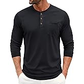 EKLENTSON Men's Henley T-Shirts Long Sleeve Cotton Casual Stylish Shirts Button Pullover Basic Tee Shirts with Pocket