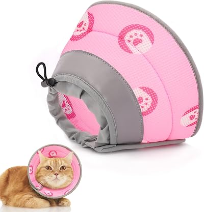 Supet Cat Cone Collar Soft to Stop Licking Adjustable Pink Small (S)