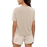 ODODOS Modal Soft Short Sleeve Shirts for Women Crew Neck Yoga Tee Casual Workout Tops