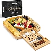 SMIRLY Charcuterie Boards Set - Large Bamboo Cheese Board Set - House Warming Gifts New Home, Wedding Gift for Couple, Bridal Shower Gift, Birthday Gifts for Women