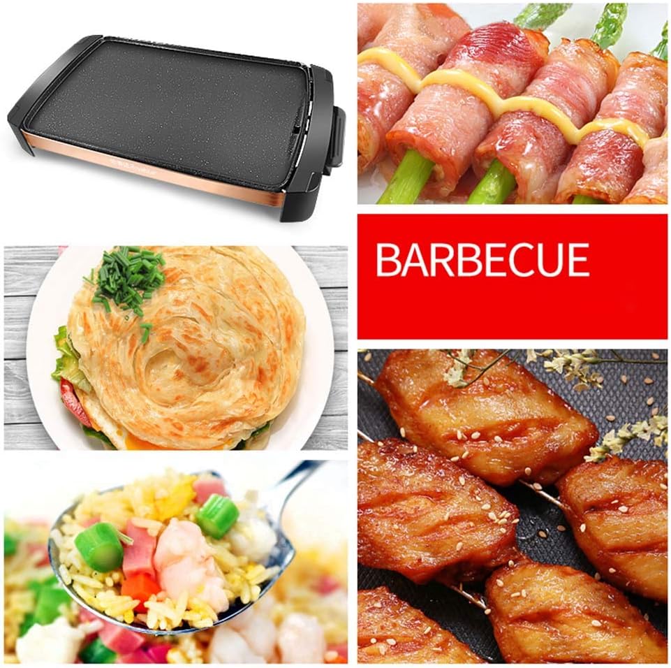 review Electric Teppanyaki Table Grill, 56297.5cm Non-Stick Griddle 5 Files with Adjustable Temperature, BBQ Hot Plate Barbecue - Large Electric Health Grill - Teppanyaki Style 1800W