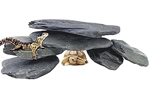HEMYIS 7/12 Pounds Natural Stream Slab Stones,Dragon-Rock Stone,Seiryu Stones Perfect for Aquariums,Fish Tanks,Terrariums,Landscaping Model,Reptile Rest Rock (Stream Slab Stones, 12 LB)