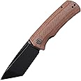 Petrified fish PFP01T Beluga,3.58" K110 Black Stonewashed Blade, 154g Micarta Handle Front Flipper Liner lock Folding knife (Brown Micarta, Black Stonewashed)