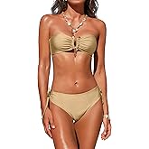 seamoly Swim Suits for Women 2025 Sexy Cutout Metal Ring Strapless Bikini Set Padded Open Back Tie Side Thong Bathing Suits