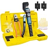 BLIKA 10 Ton Hydraulic Crimping Tool and Cable Cutter, Hydraulic Wire Battery Cable Lug Terminal Crimper Crimping Tool with 11 Dies, Wire Swaging Tool for 1/8" to 3/16" Cable Railing Hardware