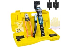 BLIKA 10 Ton Hydraulic Crimping Tool and Cable Cutter, Hydraulic Wire Battery Cable Lug Terminal Crimper Crimping Tool with 11 Dies, Wire Swaging Tool for 1/8" to 3/16" Cable Railing Hardware
