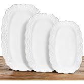 Kassel Ceramic Serving Platter Set | 14&rdquo;/12&rdquo;/10&rdquo; Oval Serving Trays for Entertaining at Parties and Weddings | Oven Safe Large Serving Trays for Tacos, Steak, and Cake