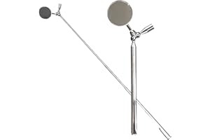 Harrier Hardware 2-in-1 Telescoping Inspection Mirror Magnetic Pickup Tool 2-Pack - Stainless Steel, Extendable 6.5-20 inches with 360° Pivot - Pen Clip