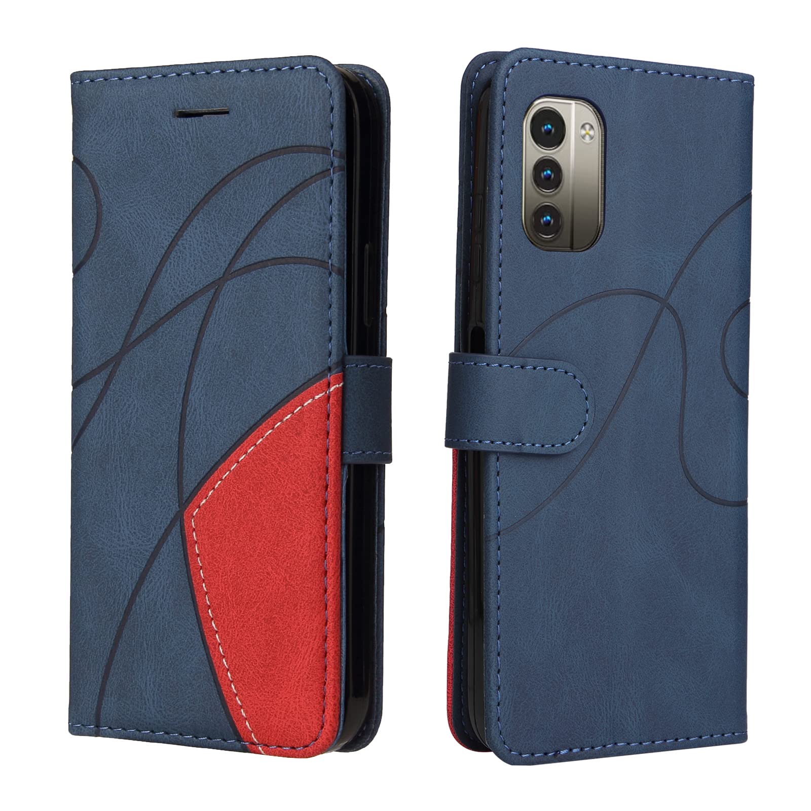 Nokia G21 Case Geometric, Nokia G11 Case Shockproof Wallet Case PU Leather with Card Slots Folding Stand Magnetic Scratchproof Protect Flip Cover for Nokia G21 / G11 Phone Cases, Blue