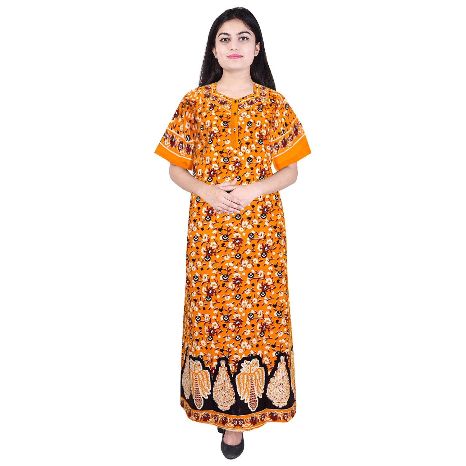 jwf women's cotton nighty free size (pack of 2 pcs)