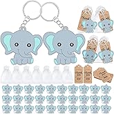 CiciBear 120 Pack Baby Shower Return Favors for Guests, 40 Baby Elephant Keychains, 40 Thank You Tags and 40 Gift Bags for It's A Boy Party, Kids Birthday Party Supplies