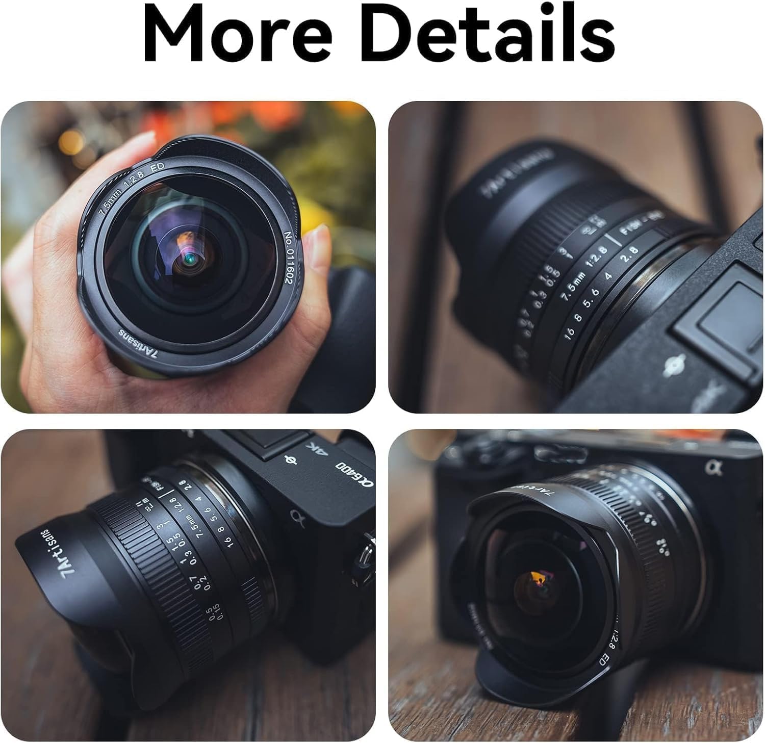7Artisans 7,5 mm F2,8 II Sony E Mount APS-C Fisheye Prime Objektiv,Manuelles 190° Ultra Weitwinkel Festbrennweiten Objektiv für Sony A5000 A5100 A6000 A6300 A6400 A6500 NEX-5T A7III A7R III 8