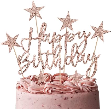 Izoel 2 Kit Or Rose Gateau Decoration Joyeux Anniversaire Decoration Gateau Cake Topper Or Rose Theme Decor Fete Fille Femmes Enfant Anniversaire Fete Amazon Fr Jeux Et Jouets