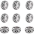 KISSITTY 100-Piece Tibetan Antique Silver European Large Hole Rondelle Spacer Beads 7mm with 3.5mm Hole for DIY Jewelry Craft Making