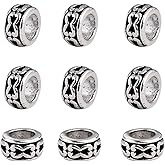 KISSITTY 100-Piece Tibetan Antique Silver European Large Hole Rondelle Spacer Beads 6mm With 3.5mm Hole for DIY Jewelry Craft Making