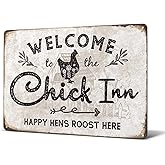 Heuhuww Funny Chicken Decor Chicken Coop Sign Farmhouse Roost Decor for Outdoor Farm Fence Hen Lovers 12"x 8" (H10)