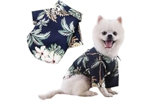 LHYZ PARK Hawaiian Beach Print Pet Dog Cat T-Shirts Cute for Small to Medium Dog Cats Cool Summer Vest Camp Shirt Clothes (Black, S)