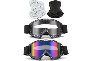 immoono 4Pcs Set, Dirt Bike Goggles with Face Cover Motorcycle Goggles ATV Motocross Riding Offroad Goggles for Adults Youth