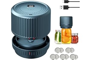 Konatly Electric Mason Jar Vacuum Sealer - Cordless Mason Jar Vacuum Sealer Kit with Wide & Regular Mouth Mason Jars - 2000mAh Battery Capacity 85 KPa Vacuum Sealer for Jars for Food Storage - Blue