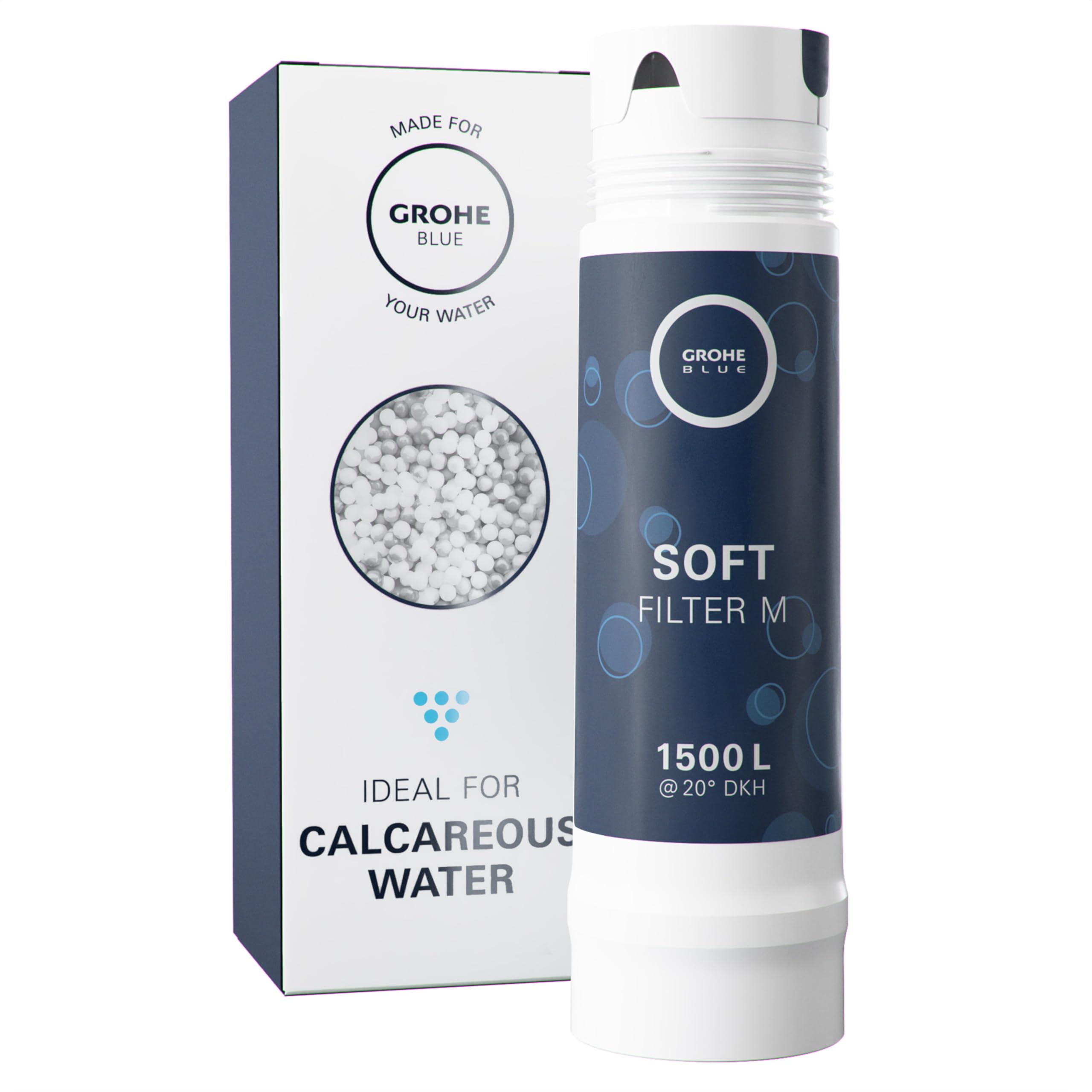 GROHE Blue Filter Cartridge - Replacement Blue and GROHE Red Water Systems for Fresh Filtered Water, Reduces Limescale and Heavy Metals, Capacity 1500 Litre, 40430001