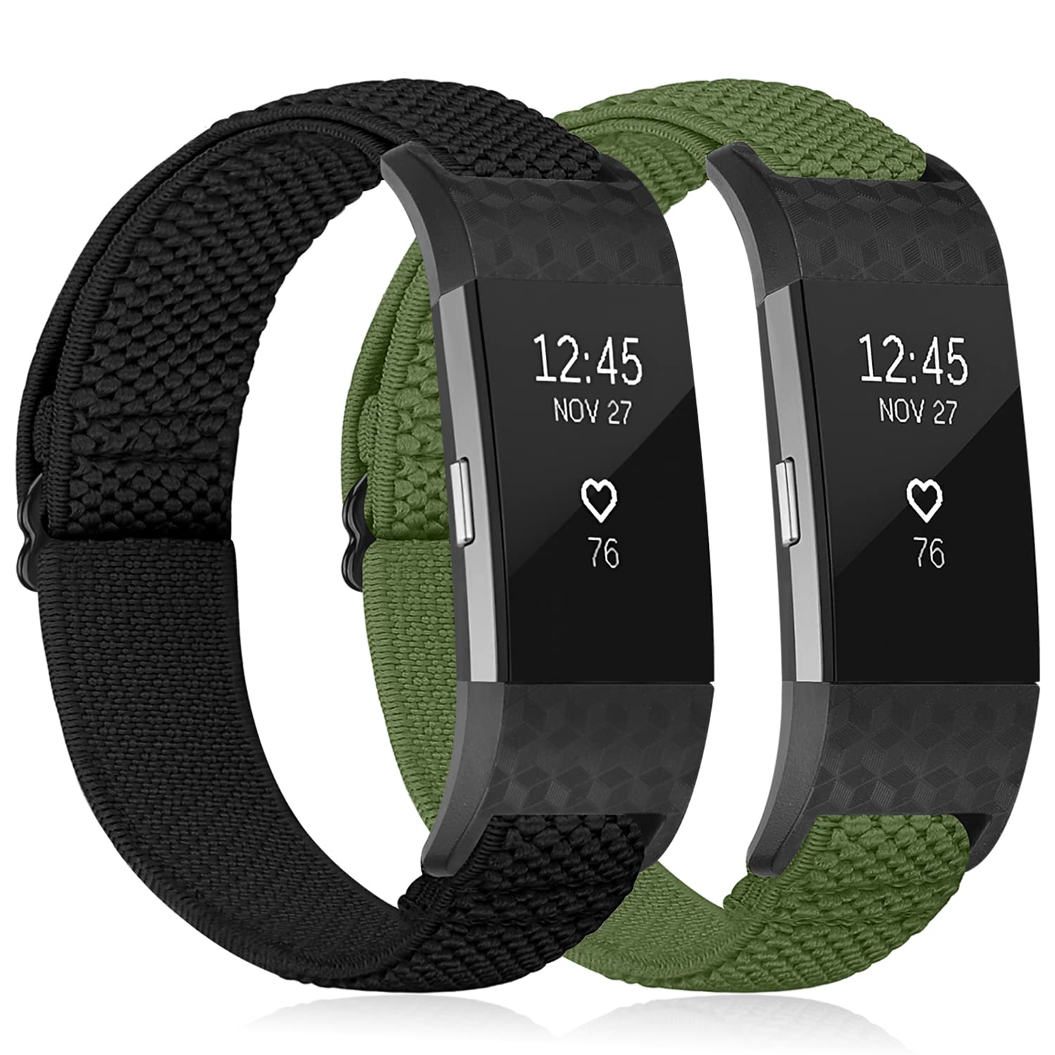 TumpCez Elastic Strap Only Compatible with Fitbit Charge 2 Strap，Adjustable Stretchy Nylon Sports Replacement Band for Men Women