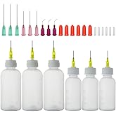 6Pcs Injection Squeeze Bottle with 15Pcs Dispensing Needles and 12Pcs Cap (30ml+50ml)