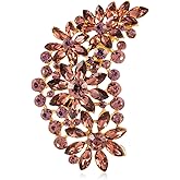 LAXPICOL Vintage Austrian Crystal Flower Leaf Bouquet Clusters Large Big Brooch Pin for Women Gold Tone