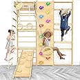 10-in-1 Swedish Ladder Gym Set, Home Playground with Swing, Rope Ladder, Pull-Up Bar, Slide and Rock Climbing Wall for Kids and Adults - 94.5inch Height