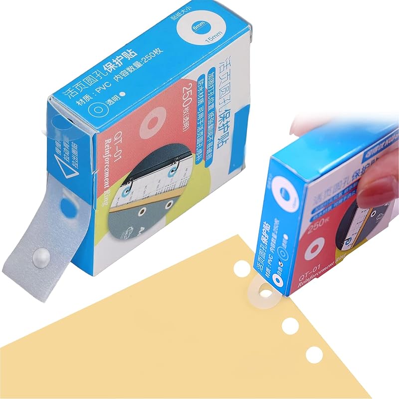 Gunwon Hole Punch Reinforcers Stickers 250 Pack PVC Waterproof 6mm Inner 15mm