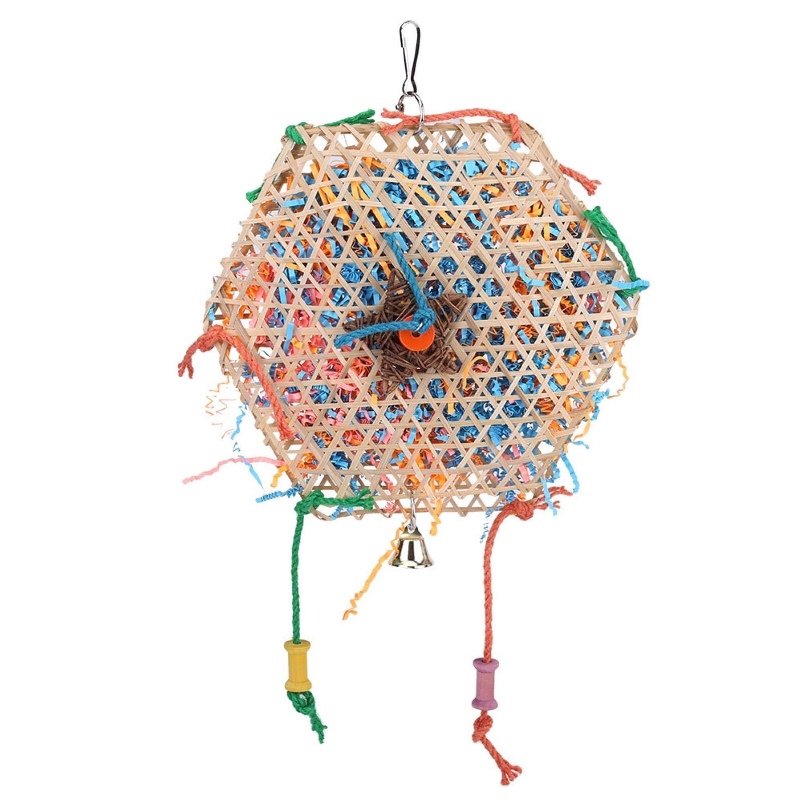 Asixxsix Colorful Eco-friendly Bamboo & Paper Parrot Chewing Toy, Bird Interactive Toy, for Parakeet Cockatoo