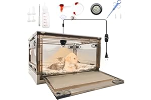 GIFANK Incubator for Puppies with Heating Large Brooder Nursery Kitten Incubator for Puppies with Pet Bed Mat,Pet Medicine Feeder,Temperature Detection and Nebulization Kit 55L