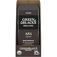 Green & Black's Organic Dark Chocolate Bar, 85% Cacao, 10 - 3.17 oz Bars