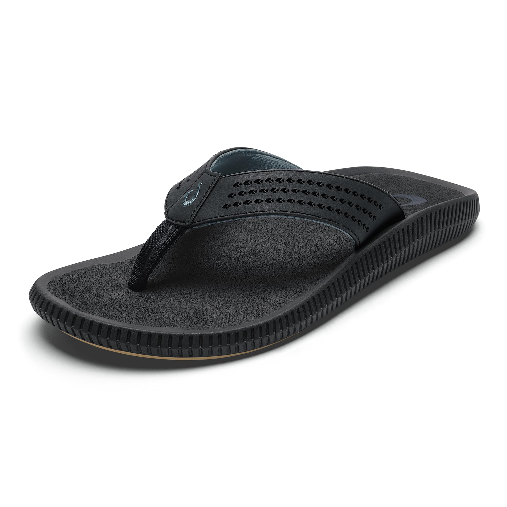 OLUKAI Ulele Men's Beach Sandals, Water Resistant Flip Flops, Arch Support & Comfort Fit, Lightweight & Durable, Enhanced Grip & Traction, Lava Rock/Lava Rock, 13 Image