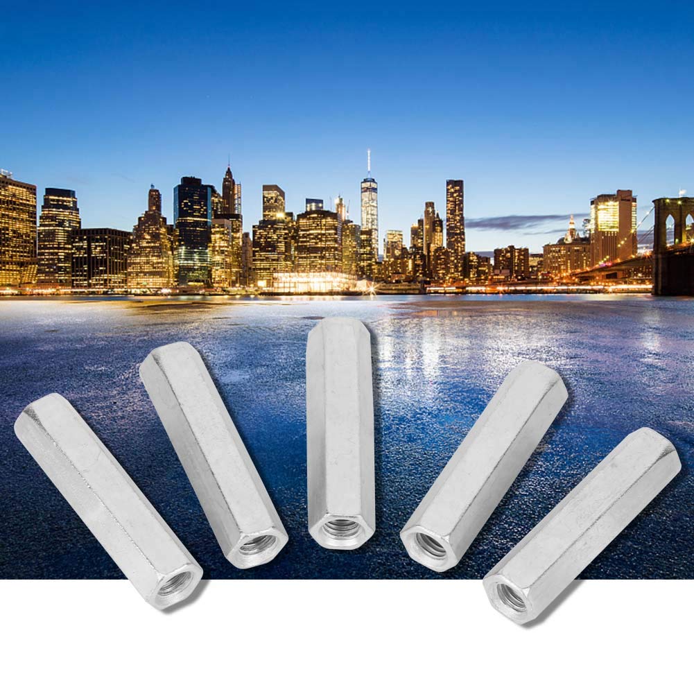 5pcs M8 * 50 Carbon Steel Long Rod Nut Hex Hexagonal Sleeve Nut Standoff Threaded Fasteners for Home Office Appliance